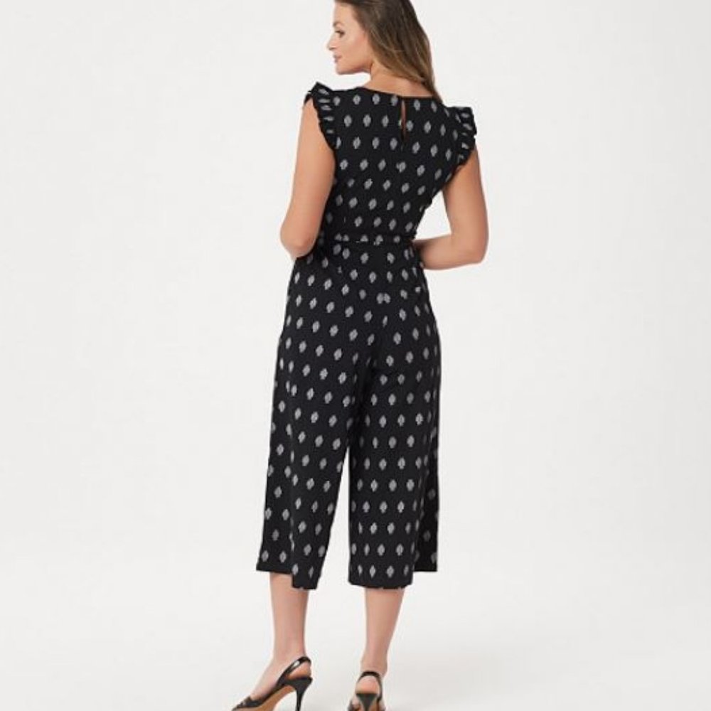 Du Jour Petite Printed Knit Jumpsuit w/ Tie Front - Picture 2 of 4
